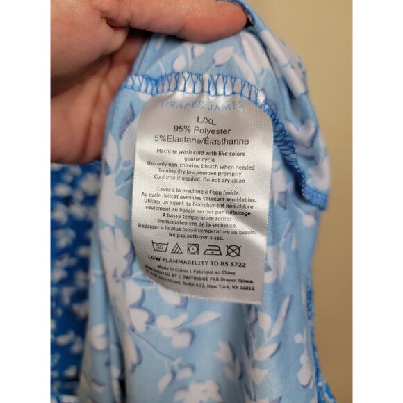 Draper James Womens Ruffle Floral Sleep Shirt Sleeveless Scoop Neck Blue XL - Picture 4 of 6